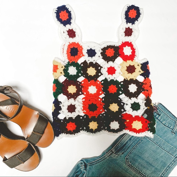 Vintage Tops - Vintage Bobbie Brooks granny knit crochet tank